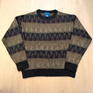 VTG Towncraft Men's Small Acrylic Sweater Striped Pattern Skater Grunge Grandpa